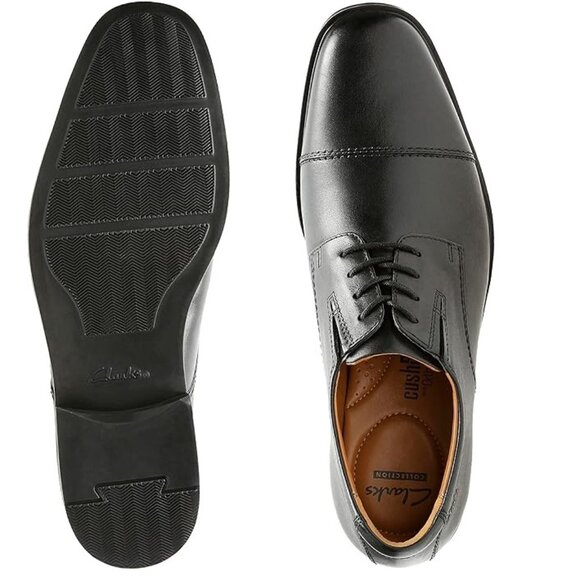 Clarks Mens Tilden Cap -Black Leather size 10.5Wide main image 10